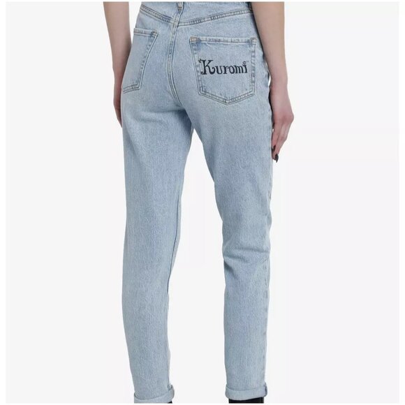 Sanrio Kuromi Butterfly Garden High Rise Mom Jeans Sz 15 Light Blue Wash Cotton - Picture 10 of 14